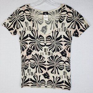 Gianfranco Ferre GF Italy 2007 Silk/Cashmere Knit Top Short Sleeve Beaded size L